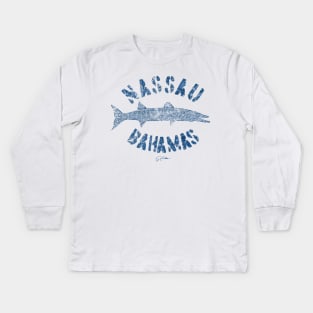 Nassau, Bahamas, Great Barracuda (Distressed) Kids Long Sleeve T-Shirt